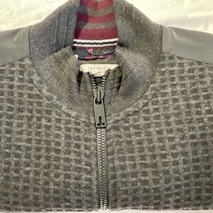 Ted Baker London Narn Waffle-knit Quilted Zip Jacket Grey Size 5 (US- M/L)